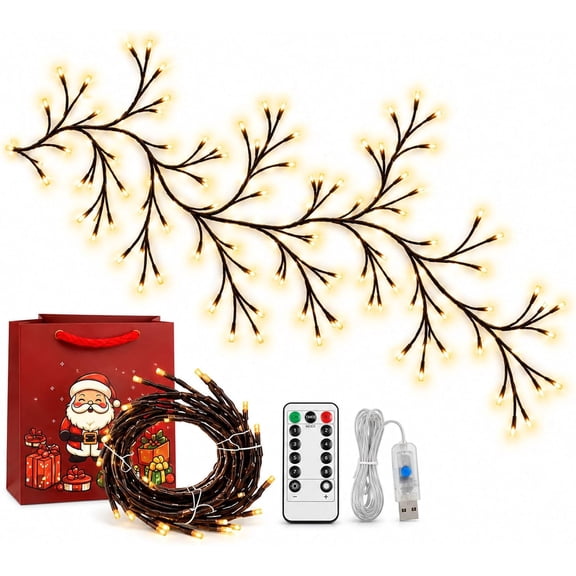Twinkle Wood Lights, Lighted Branches with Remote Control, Warm White LED Tree Branch Lights for Wall Decor, Flexible USB Powered Vine Lights, Bedroom Christmas Party Home Decoration