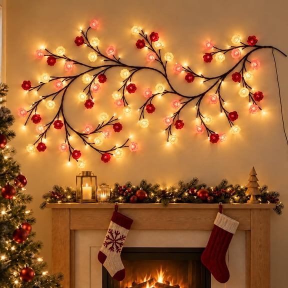 Twinkle Wood Lights, Willow Vine Lights for Wall with Remote for Christmas
