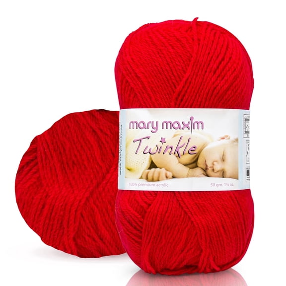 Mary Maxim Twinkle Baby Yarn Red Fingering Weight Yarn 230 Yards, 1.75 OZ Skein, Cardinal