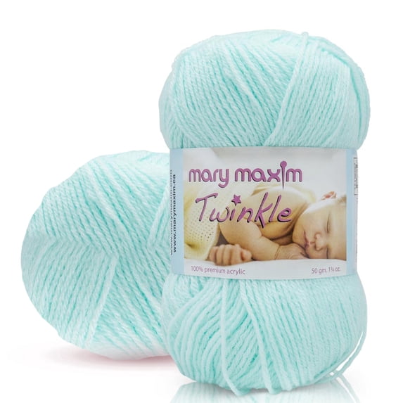 Mary Maxim Twinkle Baby Yarn, Fingering Weight Yarn 230 Yards, 1.75 OZ Skein, Mint Green