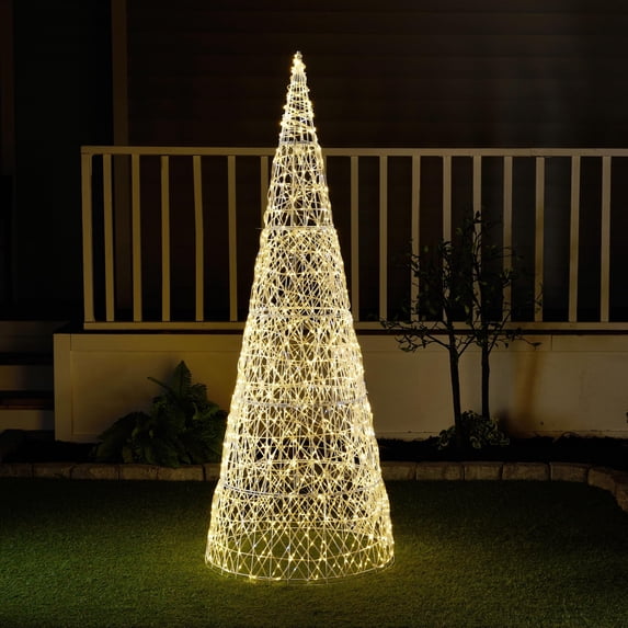 Hi-Line Gift Ltd 37522-S Twinkling 480 LED Christmas Cone Tree with Warm White & Cold White Lights