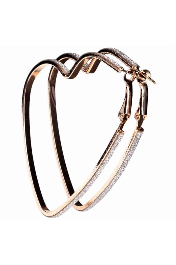Women’s Glitter Sparkle Heart Hoop Earrings Stylish Shaped Statement Jewelry Twinkling Heart