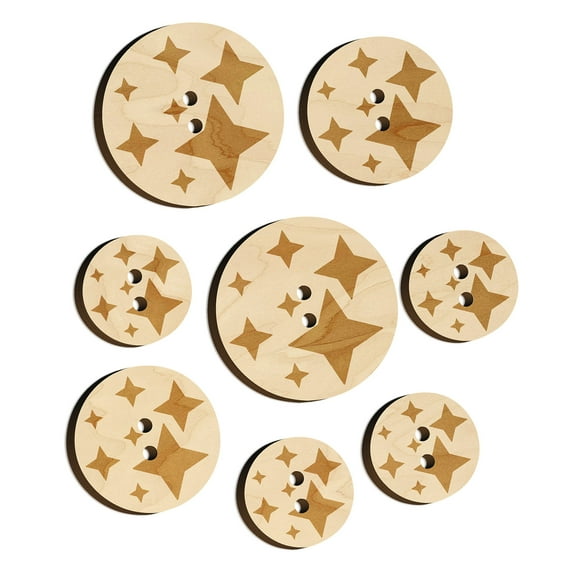 Twinkling Stars Glitter Shimmer Wood Buttons for Crochet Knitting Sewing DIY Craft - 0.75 Inch Small (12pcs)