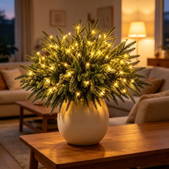 Twinkling Tree Enchanted Evergreen Pine with Lights, Pre‑Lit LED Pine Stems for Christmas, Artificial LED Decorative Branches for Indoor Home Seasonal Decor