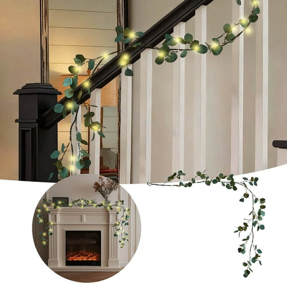 Twinkling Tree Fairy Light Olive Vine, 6FT 96 LED Fairy Lights Prelit - Battery Operated, Pre-lit Lighted Artificial Olive Garland with Timer for Christmas Fireplace Decorations (1pc Round)
