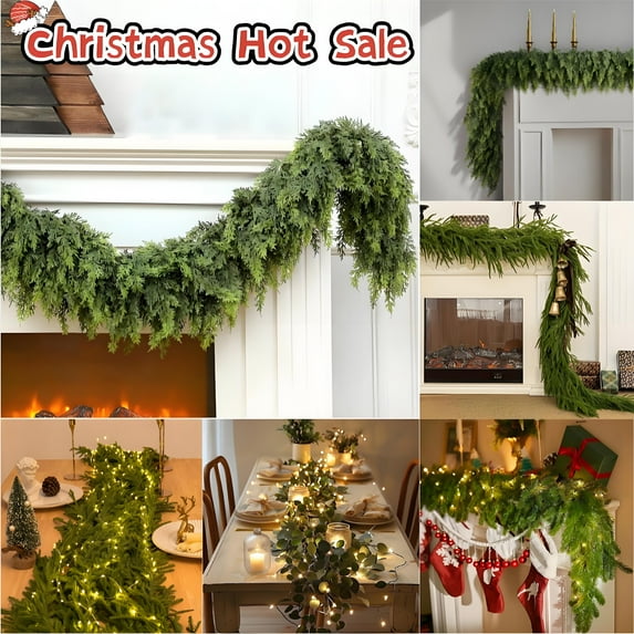 Twinkling Tree Fairy Light Olive Vine, Christmas Garland 32.8FT Flocked Eucalyptus String Lights, Battery Operated Artificial Greenery Garland with Warm White LEDs for Wedding, Home, Party Decor