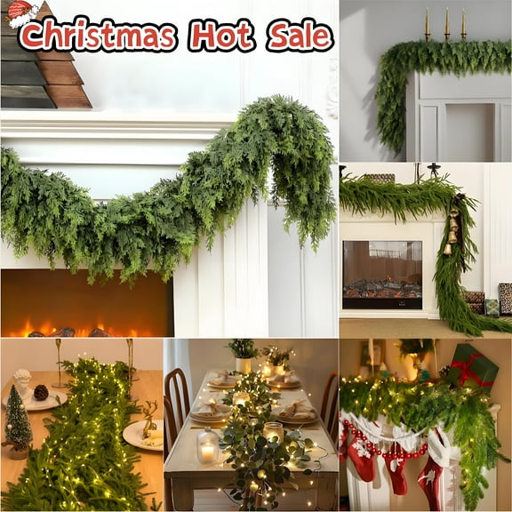 Twinkling Tree Fairy Light Olive Vine, Christmas Garland 6.56FT Flocked Eucalyptus String Lights, Battery Operated Artificial Greenery Garland with Warm White LEDs for Wedding, Home, Party Decor