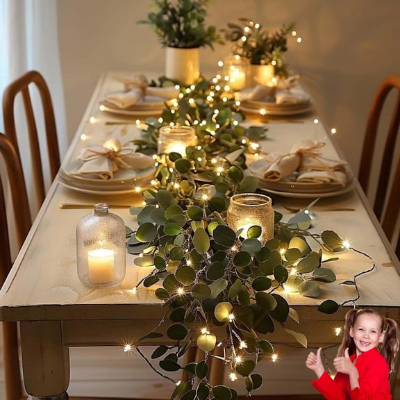 Twinkling Tree Fairy Light Olive Vine Garlands, Fairy Light Olive Vine Garland, Pre-Lit Lighted Artificial Olive Garland with Timer for Christmas Decorations