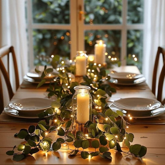 Twinkling Tree Garland, 6ft Fairy Light Olive Vine with LED Lights, Battery Operated, Pre-lit Lighted Artificial Olive Garland for Fireplace/Christmas/Home Décor(Green)