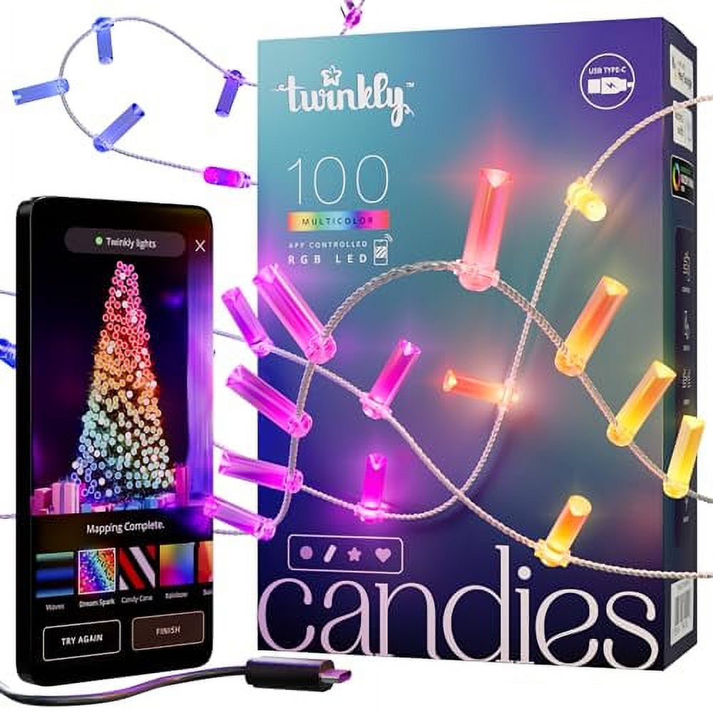 Twinkly Candies AppControlled Candleshaped LED Light String with