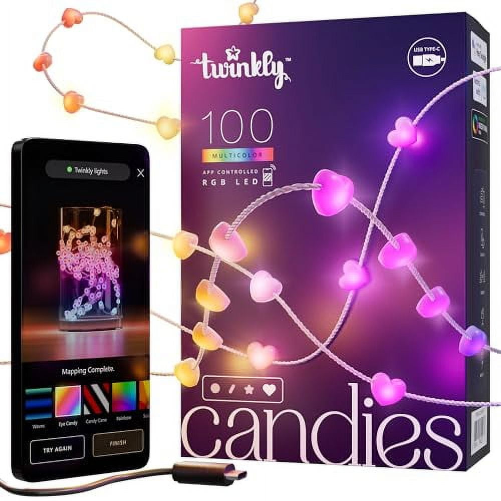 Twinkly Candies AppControlled Heartshaped LED Light String with 100