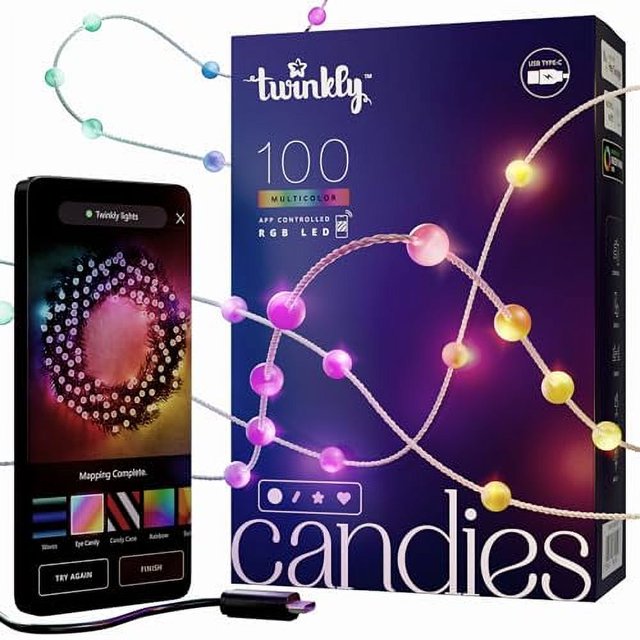 Twinkly Candies AppControlled Pearlshaped LED Light String with 100 RGB (16 Million Colors