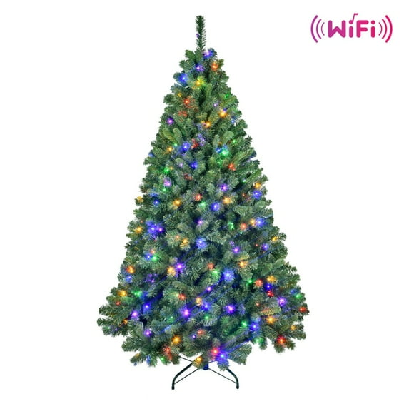 Twinkly Christmas Tree 7ft Artificial APP-Controlled Prelit Xmas Tree, Two Colors, 380 LED Wifi Lights, 1339 Branch Tips