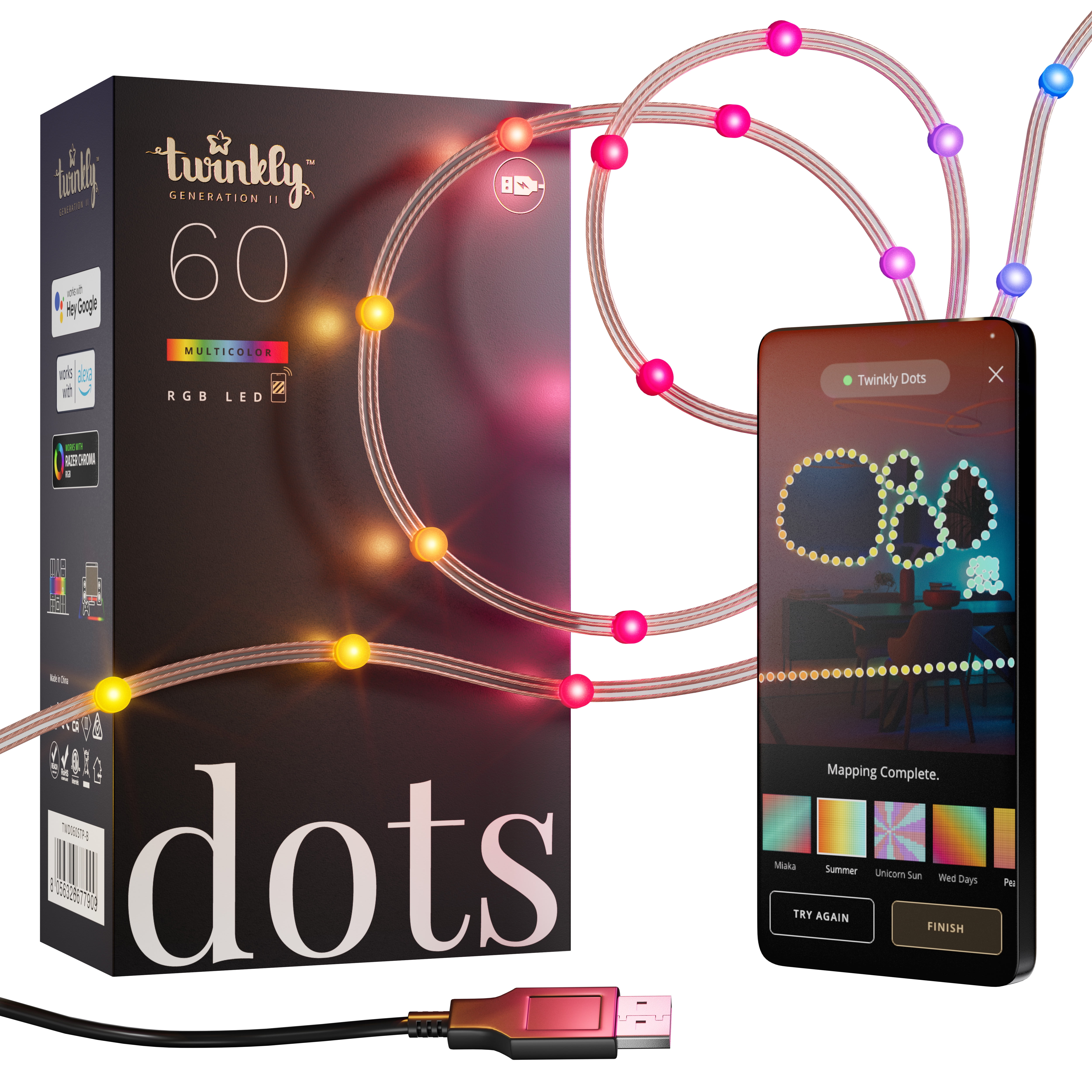 Twinkly 10-Foot Color-Changing LED String Lights with Voice Control