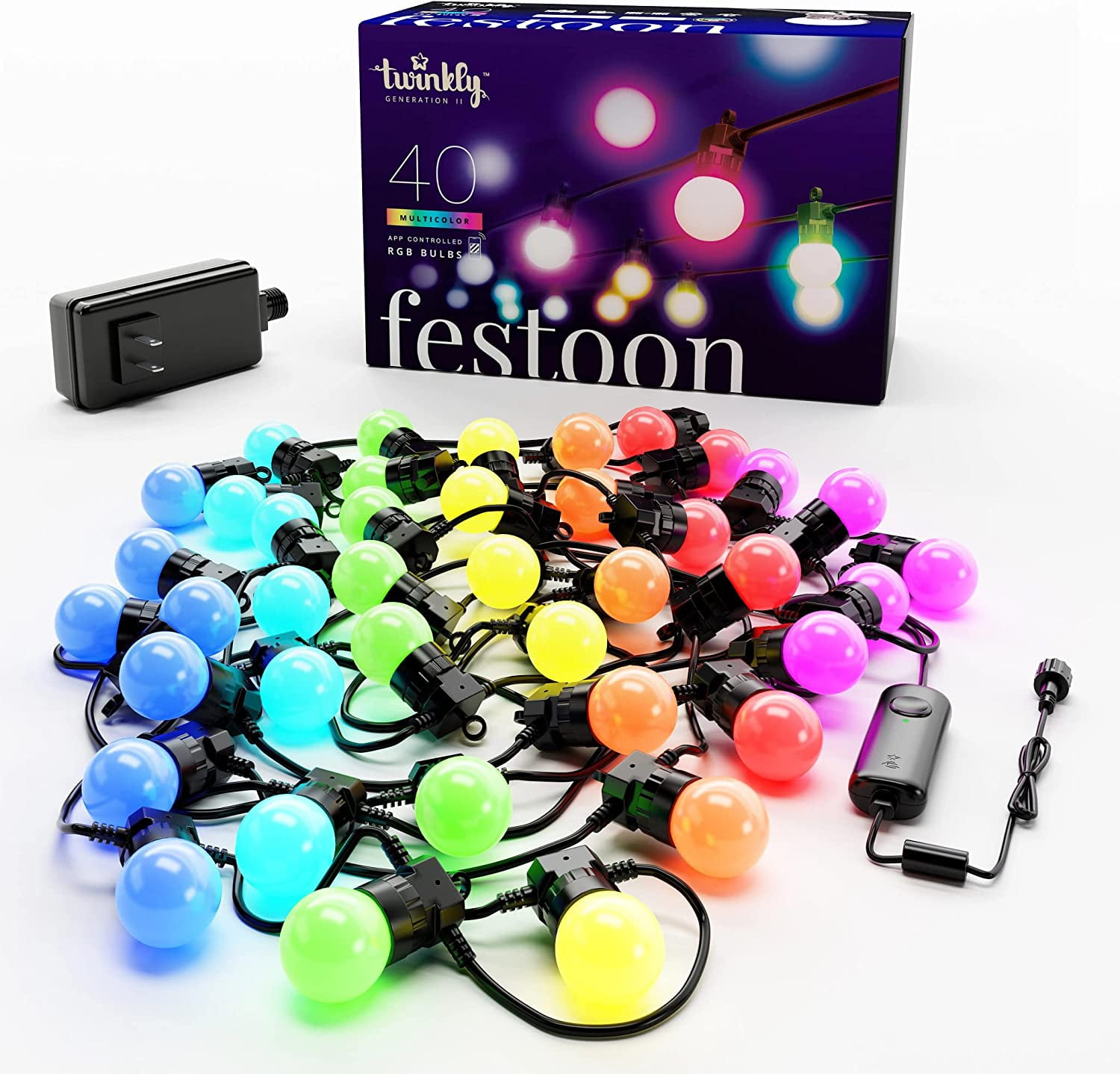 Twinkly Festoon – Bluetooth, WiFi-Controlled, 65.6ft LED String Lights ...