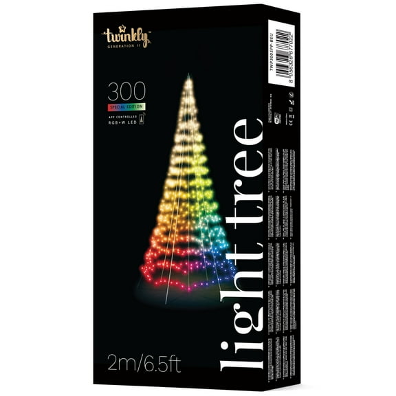 Twinkly Light Tree App-controlled Flag-pole Christmas Tree 300 RGB+W 6.6-Ft w/Pole