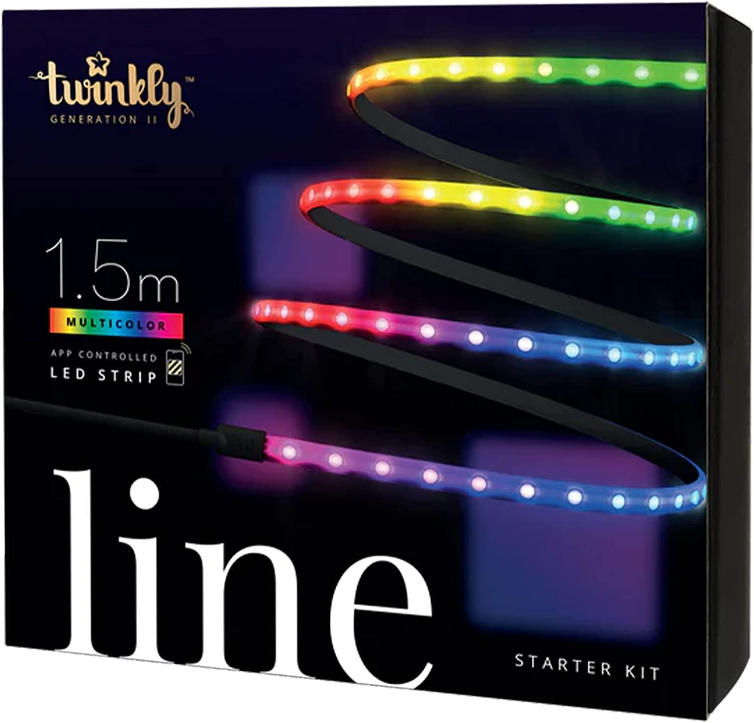 Twinkly 5ft Black Adhesive Magnetic Multicolor LED Light Strip