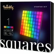 Twinkly Squares Smart LED Panel Light Kit, 64 RGB Pixels, 16 Million Colors, Black, USB-C, Expandable Indoor Lighting