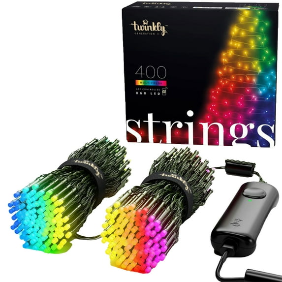 Twinkly Strings App-Controlled Smart 400 Multicolor RGB LED Christmas Lights (4 Pack)