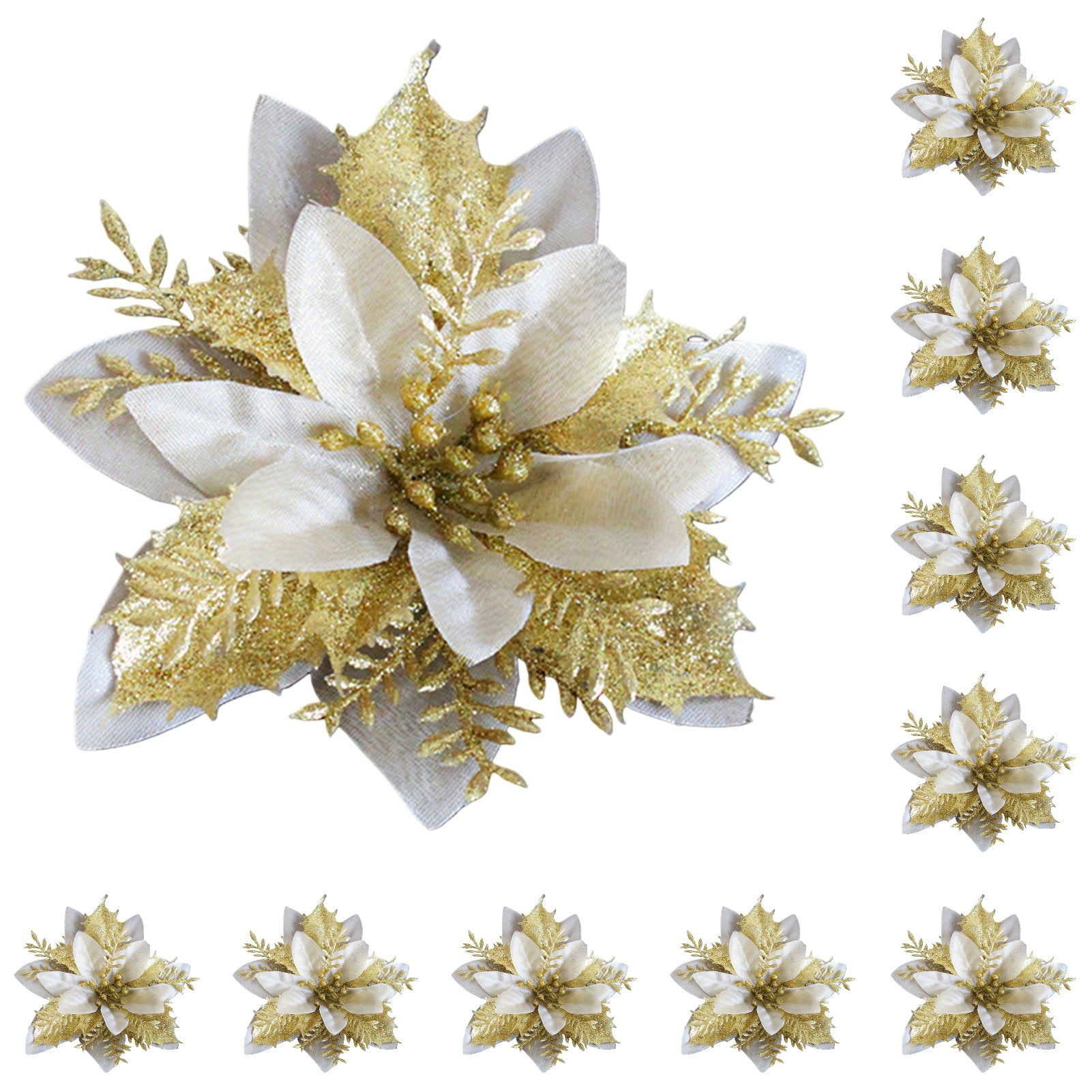 Twinkseal 3 Layers Artificial Flower 10pcs/set Christmas Artificial