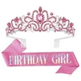 thumbnail image 1 of Twinkseal Durable Carbide Crown 2pcs/set Women Shiny Tiara Belt Set Girls Princess Crown with Combs Birthday Party Decoration Women Tiara Belt Set, 1 of 8
