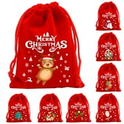 Twinkseal Party Favor Bags Christmas Candy Drawstring Bag Reusable Holiday Goodie Bags for Treats Gifts Party Favors Santa Claus Snowman Reindeer Designs