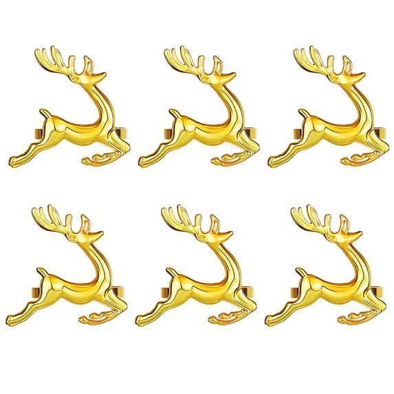Twinkseal Set of 6 Napkin Rings Enamel Christmas Napkin Rings Set Xmas Tree Reindeer Snowflake Design Elegant Table Decor for Christmas Wedding Party 6pcs