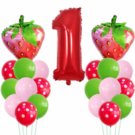 Twinkseal Strawberry Fruit Balloon Set, Self-Sealing Aluminum Foil Party Décor for Sweet Summer Birthday Or teen Shower, Easy Inflate Berry Balloons Create , , Strawberry Balloon Party Supplies Set