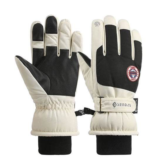 Twinkseal Waterproof Gloves 1 Pair Winter Gloves with Fastener Tape Fleece Lining Design Waterproof Windproof Thermal Touchscreen Gloves for Cycling