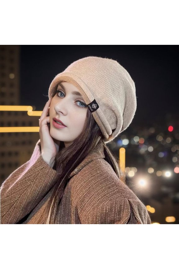Winter Knitted Hat Women's Knitted Winter Hat Warm Windproof Elastic Baggy Beanie Cap for Cold Weather Thick Winter Hat