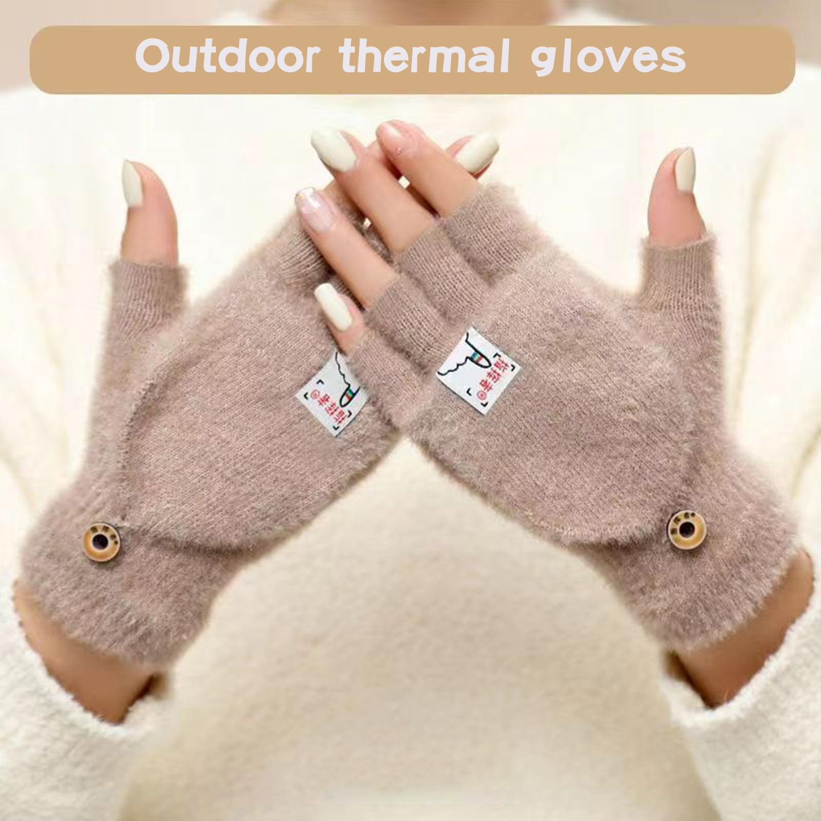 Twinkseal Women Knit Gloves Imitation Mink Knit Gloves Soft Thick Warm