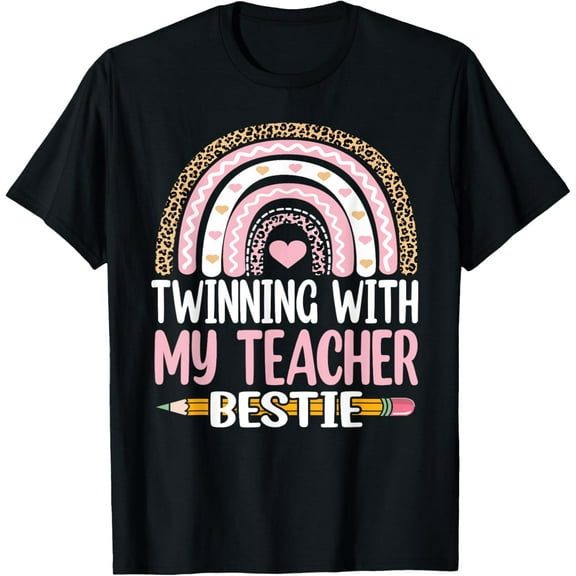 Twinning with my teacher bestie rainbow Matching teachers T-Shirt