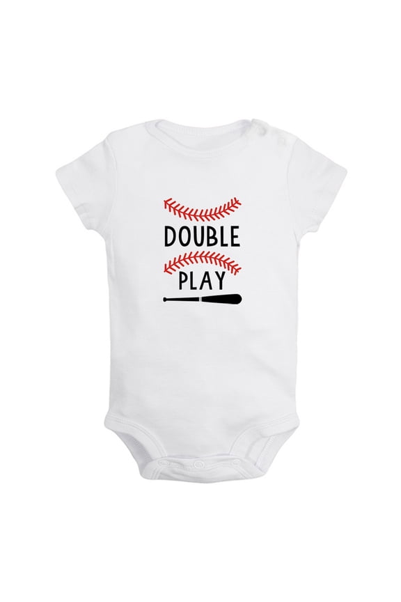 Twins Baby Double Play Baseball Funny Rompers Newborn Bodysuits Infant Jumpsuits Kids Cotton Clothes Graphic Outfits