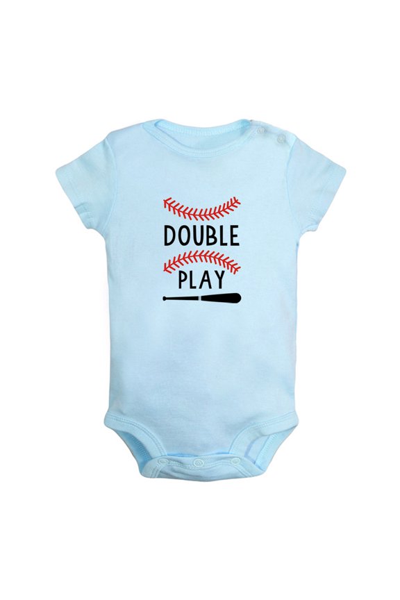 Twins Baby Double Play Baseball Funny Rompers Newborn Bodysuits Infant Jumpsuits Kids Cotton Clothes Graphic Outfits