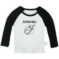 thumbnail image 1 of Twins Baby Drinking Funny T shirt For Baby, Newborn Babies T-shirts, Infant Tops, 0-24M Kids Graphic Tees Clothing (Long Black Raglan T-shirt, 6-12 Months), 1 of 4