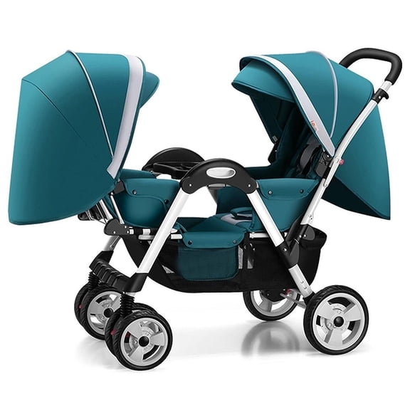 Twins Baby Stroller Carriage for Newborn Can Sit Lie, Double Baby Pram Stroller for Infant and Toddler, Detachable Baby Pushchair Trolley Portable Strollers with Mosquito Net