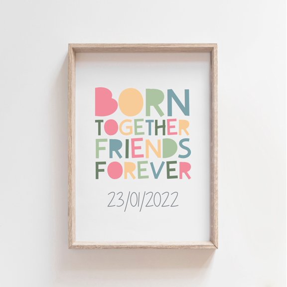 Twins Bedroom Poster Siblings Twins Wall Art Modern Living Room Accent Wall Art Poster , Poster Print Only