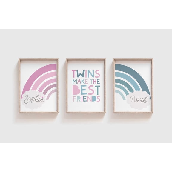 Twins Bedroom Prints, Brother and Sister Prints, Sibling Prints, Rainbow Prints, Boys Bedroom Prints, Girls Bedroom Print, Rainbow, Poster Only
