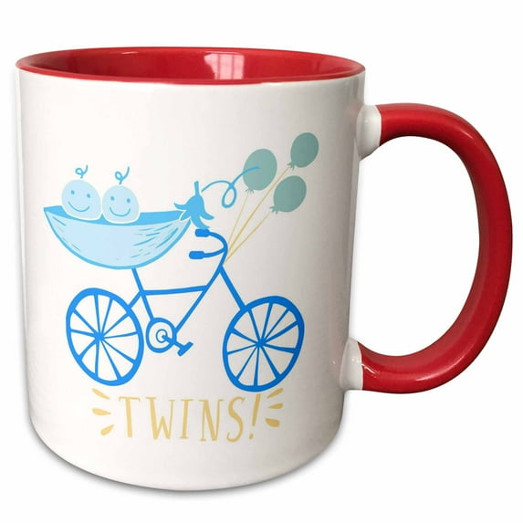 Twins. Boys. Announcement. Cute picture. 15oz Two-Tone Red Mug mug-261342-10