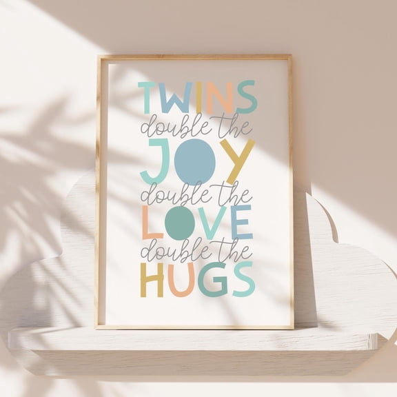 Twins Brother Nursery Wall Art Prints, Boys, Newborn, Blue Green, Bedroom And Nursery Decor