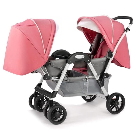 Twins Carriage Double Baby Stroller for Newborn, Double Baby Pram Stroller for Infant and Toddler Can Sit Lie Detachable Baby Pushchair Trolley Strollers with Mosquito Net