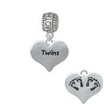 thumbnail image 1 of Twins Heart with Two Pair of Baby Feet - Mother Charm Bead, 1 of 1
