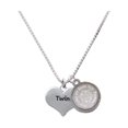 thumbnail image 1 of Twins Heart with Two Pair of Baby Feet - Snowflakes are Kisses Necklace, 1 of 2