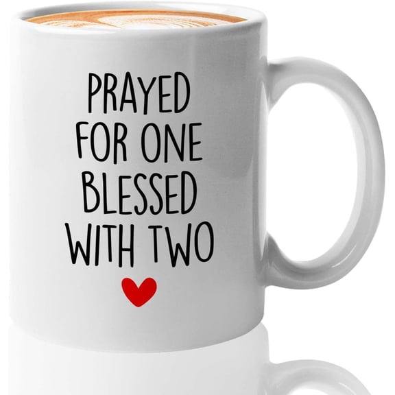 Twins Mug White 11 Oz - Blessed With Two - Twins Parents Mom Dad New Baby Pregnant Pregnancy Announcement