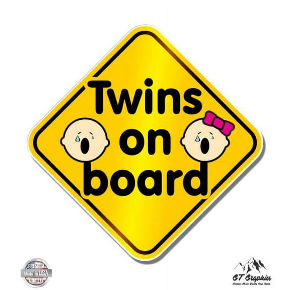 Twins On Board - 3" Vinyl Sticker - For Car Laptop I-Pad Phone Helmet Hard Hat - Waterproof Decal
