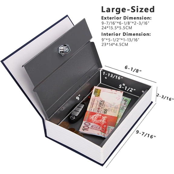 Twins Safe Book Lock Box, Safe Box with Premium Combination Lock - Dorm-safe & Versatile - Authentic Paper Cover - Sturdy Steel Interior - Storage for Cash & Valuables 2pcs Pack in Red.