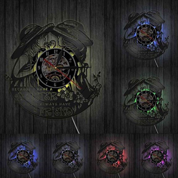 Twins Sisters Wall Art Friends Quote Wall Decor Modern Wall Clock Friendship Vintage Vinyl Record Wall Clock Best Friend Gift