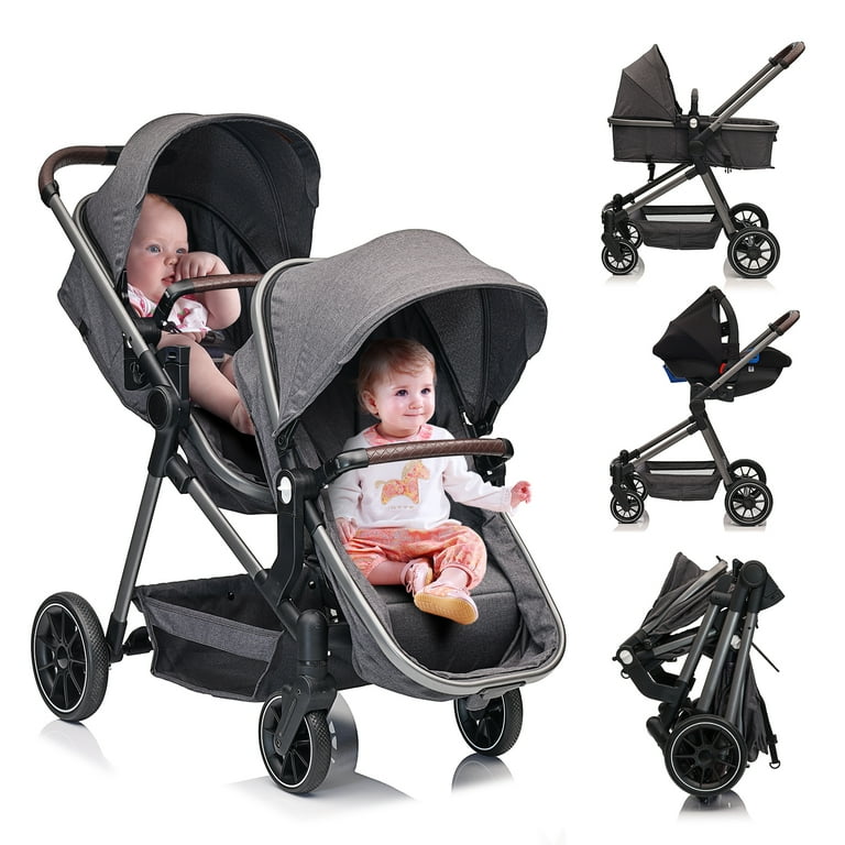 Twins Stroller Travel Stroller Lightweight Folding Stroller for Newborn Toddler with 5 Point Harness Adjustable Canopy Storage Compatible Maxi COSI Infant Car Seat NOT INCLUD Walmart