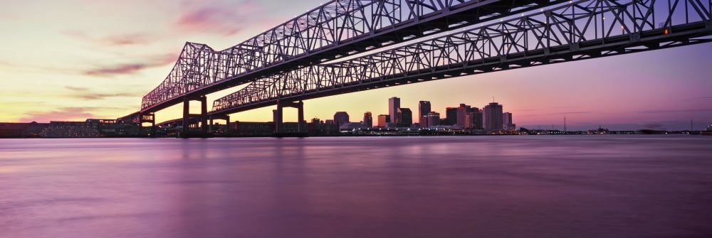 Twins bridge over a river Crescent City Connection Bridge River Mississippi New Orleans Louisiana USA Canvas Art - Panoramic Images (36 x 12)