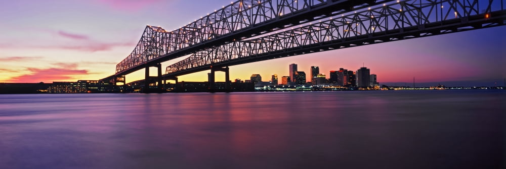 Twins bridge over a river Crescent City Connection Bridge River Mississippi New Orleans Louisiana USA Canvas Art - Panoramic Images (36 x 12)